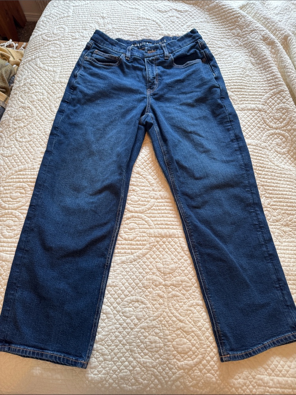 American Eagle Outfitters Straight Leg Jeans in Dark Blue extra short 8